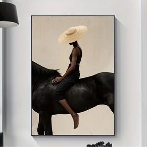 Stunning African American woman Elegant Equestrian Canvas unframed print New